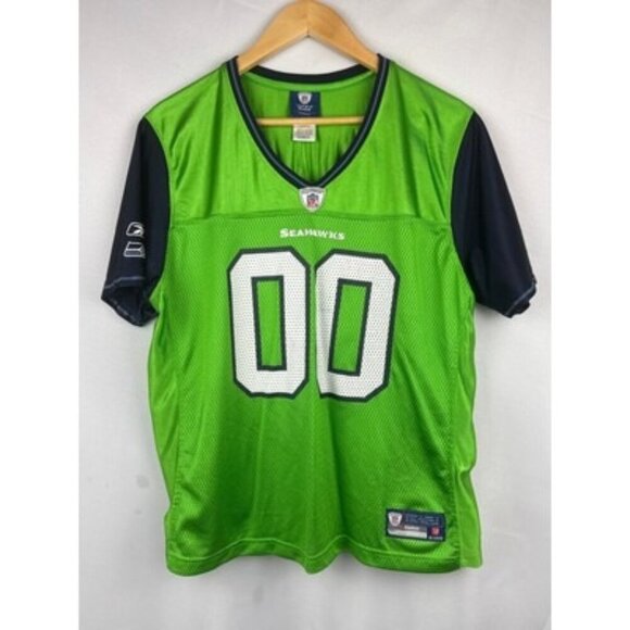 Reebok Womens Onfield Seahawks Football Jersey XL Nylon Green & Navy - Picture 1 of 4